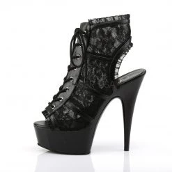Pleaser Boots DELIGHT-696LC Black Mesh-Lace/Black Boot