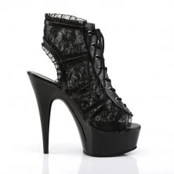 Pleaser Boots DELIGHT-696LC Black Mesh-Lace/Black Boot