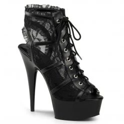Pleaser Boots DELIGHT-696LC Black Mesh-Lace/Black Boot