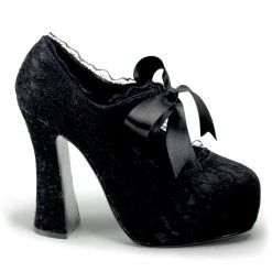 Demonia DEMON-11 Black Satin-Black Lace Mary Janes