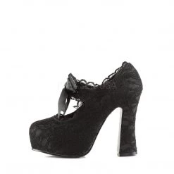 Demonia DEMON-11 Black Satin-Black Lace Mary Janes 10 Demonia DEMON-11 Black Satin-Black Lace Mary Janes