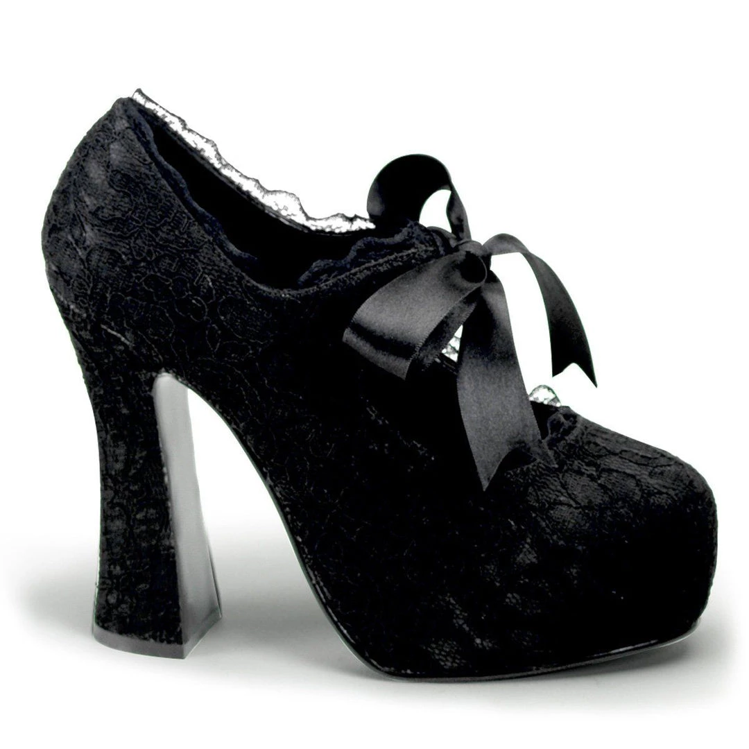 Demonia DEMON-11 Black Satin-Black Lace Mary Janes 8 Demonia DEMON-11 Black Satin-Black Lace Mary Janes