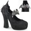 Demonia DEMON-18 Black Satin-Black Lace Mary Janes