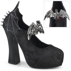 Demonia DEMON-18 Black Satin-Black Lace Mary Janes