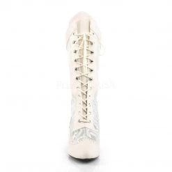 Pleaser Pink Label DIVINE-1050 Ivory Faux Leather-Satin Lace