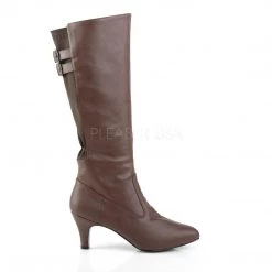 Pleaser Pink Label DIVINE-2018 Brown Faux Leather Boots