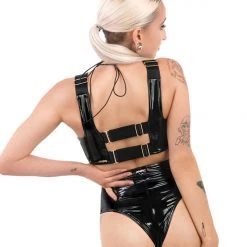 Naughty Thoughts Sinner Vinyl OO Top BLACK