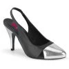 Pleaser Pink Label DREAM-405 Black Faux Leather-Silver Metallic Pu