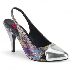 Pleaser Pink Label Shoes DREAM-405 Multi-Color Snake Print-Silver Metallic Pu