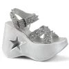 Demonia DYNAMITE-02 Silver Glitter Sandal