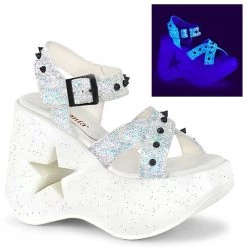 Demonia DYNAMITE-02 White Multi Glitter Sandal Shoes