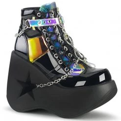 Demonia DYNAMITE-101 Black Patent-Magic Mirror TPU Ankle Boot