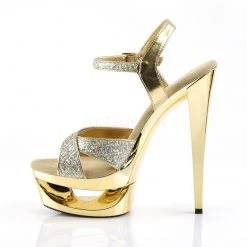 Pleaser ECLIPSE-619G Gold Multi Glitter/Gold Chrome Platform Sandal