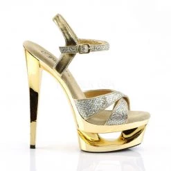 Pleaser ECLIPSE-619G Gold Multi Glitter/Gold Chrome Platform Sandal