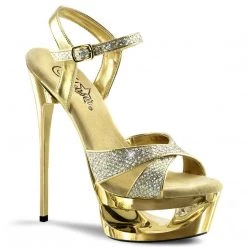 Pleaser ECLIPSE-619G Gold Multi Glitter/Gold Chrome Platform Sandal