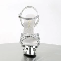 Pleaser ECLIPSE-619G Silver Multi Glitter/Silver Chrome Platform Sandal