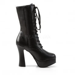 Pleaser ELECTRA-1020 Black Faux Leather Ankle Boot Boots