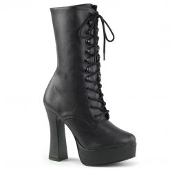 Pleaser ELECTRA-1020 Black Faux Leather Ankle Boot Boots