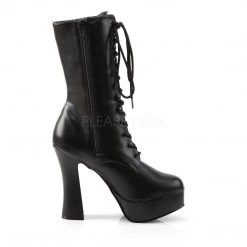 Pleaser ELECTRA-1020 Black Faux Leather Ankle Boot Boots