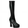 Pleaser ELECTRA-2000Z Black Stretch Faux Leather Knee Boot