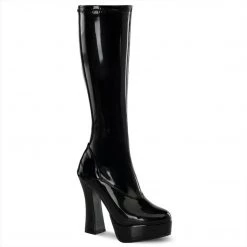 Pleaser ELECTRA-2000Z Black Stretch Patent Knee Boot