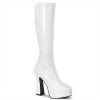 Pleaser ELECTRA-2000Z White Stretch Patent Knee Boot Boots