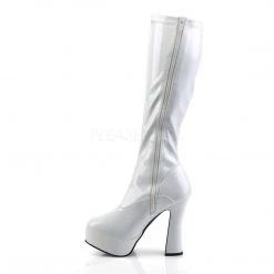 Pleaser ELECTRA-2000Z White Stretch Patent Knee Boot Boots