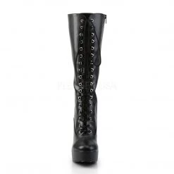 Pleaser ELECTRA-2020 Black Faux Leather Knee Boot Boots