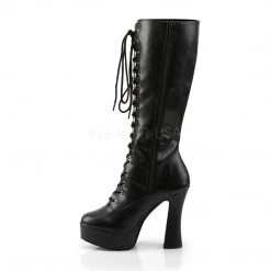 Pleaser ELECTRA-2020 Black Faux Leather Knee Boot Boots