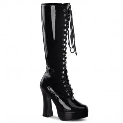 Pleaser ELECTRA-2020 Black Patent Knee Boot Boots