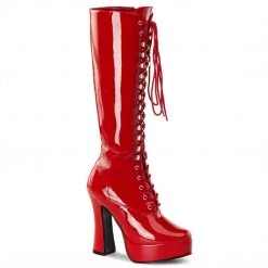 Pleaser Boots ELECTRA-2020 Red Patent Knee Boot