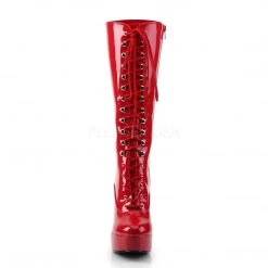 Pleaser Boots ELECTRA-2020 Red Patent Knee Boot