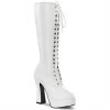 Pleaser ELECTRA-2020 White Faux Leather Knee Boot
