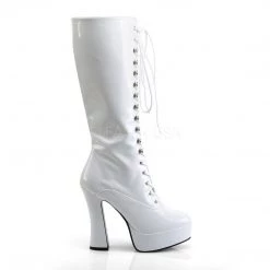 Pleaser ELECTRA-2020 White Patent Knee Boot Boots