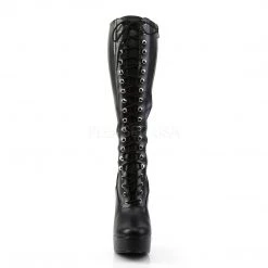Pleaser ELECTRA-2023 Black Stretch Faux Leather Knee Boot Boots 9 Pleaser ELECTRA-2023 Black Stretch Faux Leather Knee Boot Boots