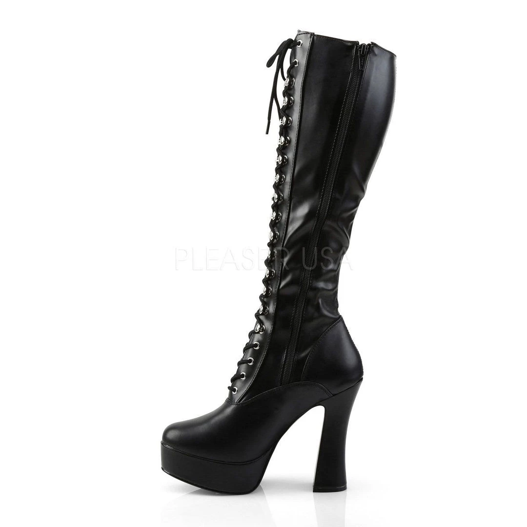 Pleaser ELECTRA-2023 Black Stretch Faux Leather Knee Boot Boots 5 Pleaser ELECTRA-2023 Black Stretch Faux Leather Knee Boot Boots