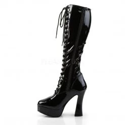 Pleaser Boots ELECTRA-2023 Black Stretch Patent Knee Boot