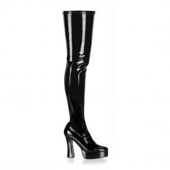 Pleaser Coming Soon (Pre-Order) ELECTRA-3000Z Black Stretch Patent Thigh Boot