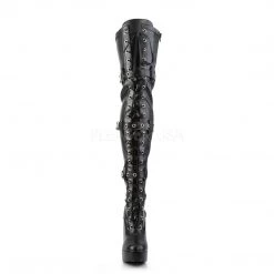 Pleaser ELECTRA-3028 Black Stretch Faux Leather Thigh Boot