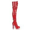 Pleaser Boots ELECTRA-3028 Red Stretch Patent Thigh Boot