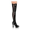Pleaser ELECTRA-3050 Black Stretch Patent Thigh Boot Boots