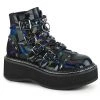 Demonia EMILY-315 Black Hologram Vegan Leather Ankle Boot Boots