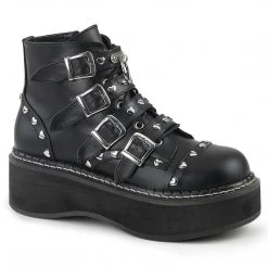Demonia EMILY-315 Black Vegan Leather Ankle Boot