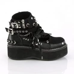 Demonia Boots EMILY-317 Black Canvas-Vegan Leather Ankle Boot