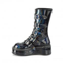 Demonia Shoes EMILY-330 Black Hologram Calf Boot