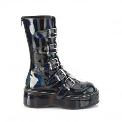 Demonia Shoes EMILY-330 Black Hologram Calf Boot