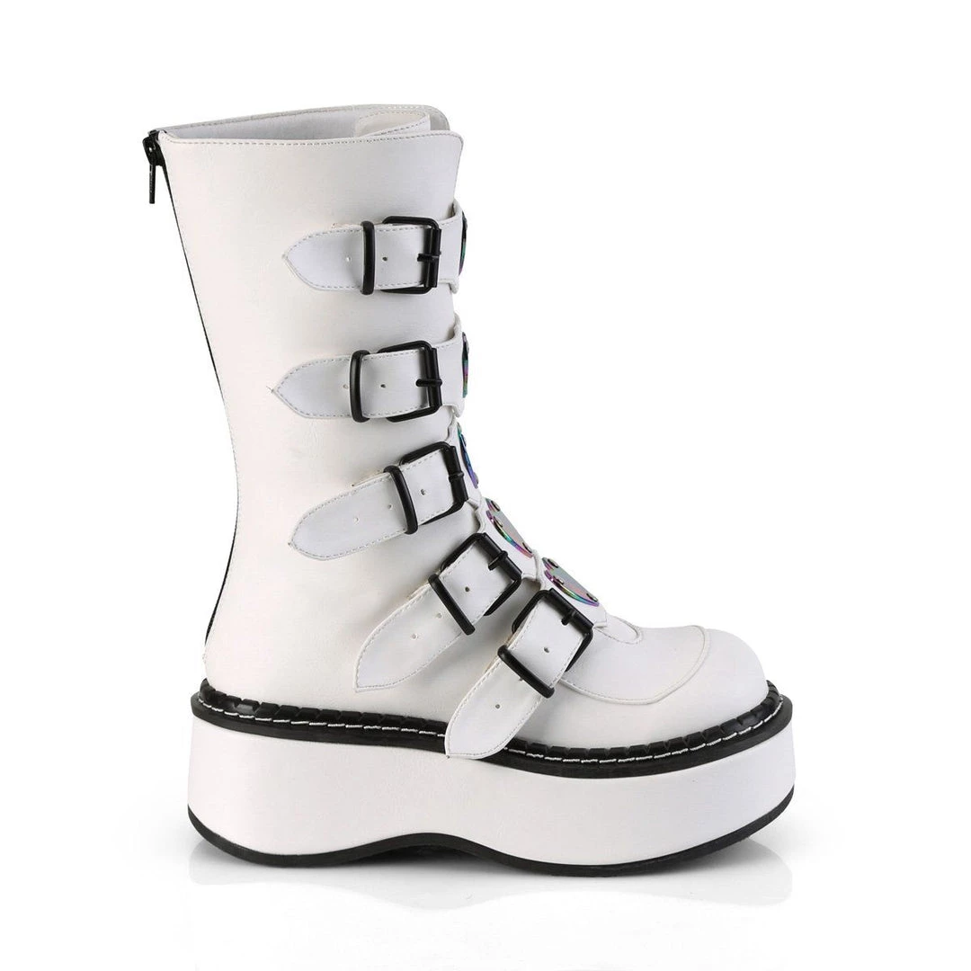 Demonia EMILY-330 White Vegan Leather Calf Boot Shoes 7 Demonia EMILY-330 White Vegan Leather Calf Boot Shoes