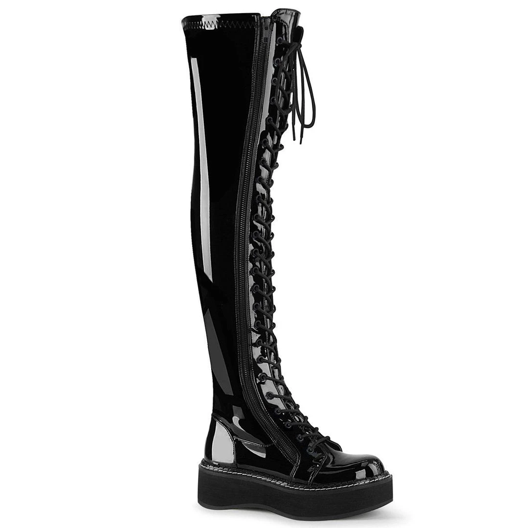Demonia Boots EMILY-375 Black Patent Thigh Boot 3 Demonia Boots EMILY-375 Black Patent Thigh Boot