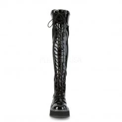 Demonia Boots EMILY-375 Black Patent Thigh Boot