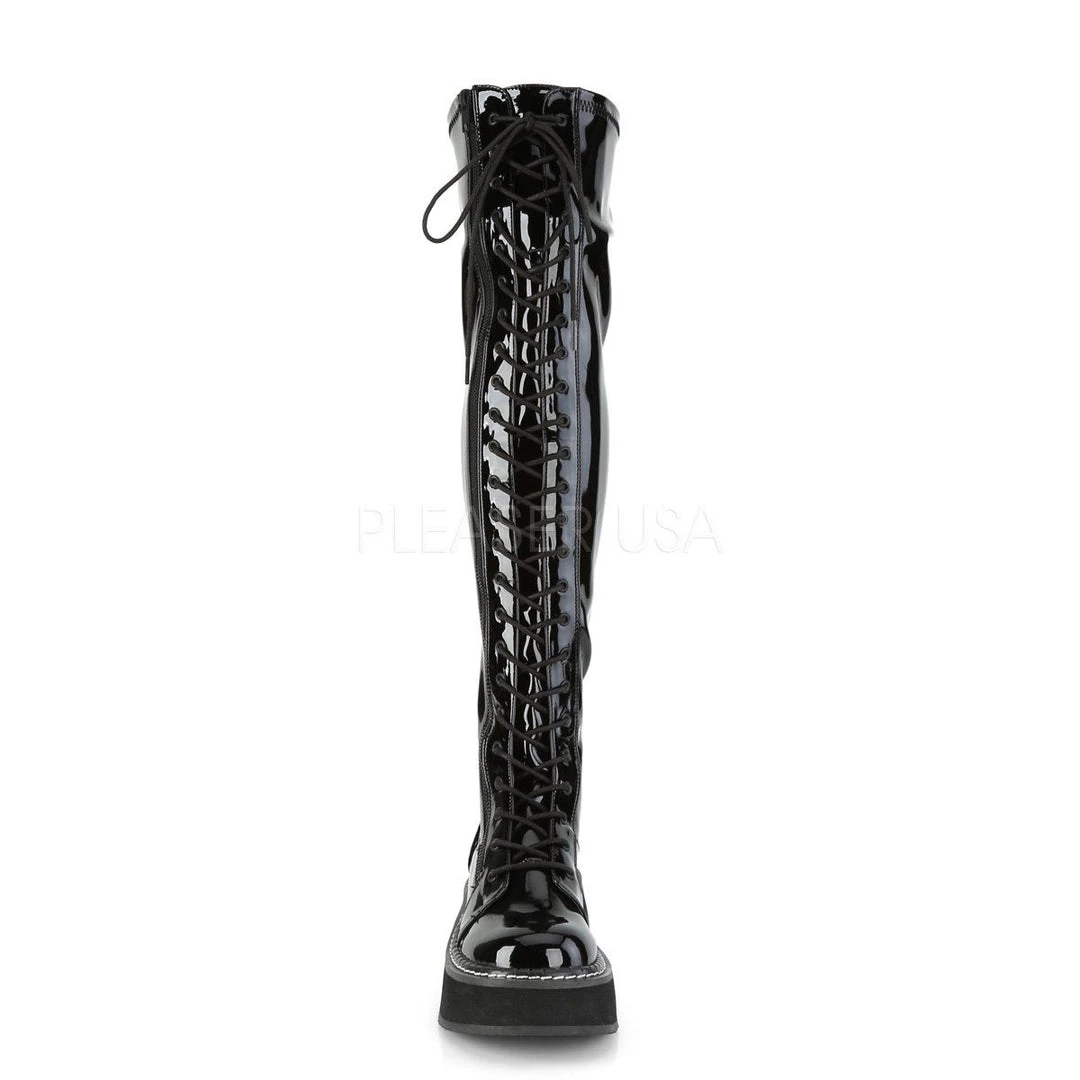 Demonia Boots EMILY-375 Black Patent Thigh Boot 4 Demonia Boots EMILY-375 Black Patent Thigh Boot